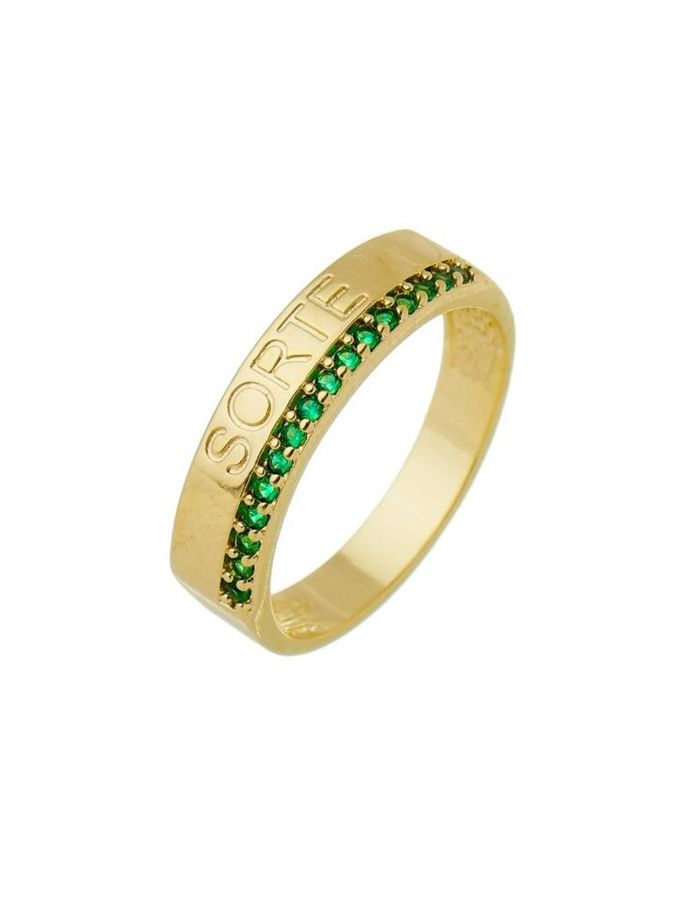 Anel "sorte" Verde Esmeralda | Banhado A Ouro