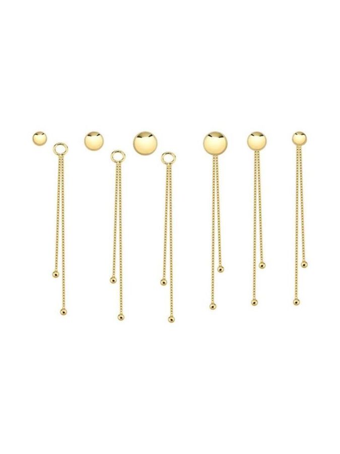 Trio Dourado DE Bola Lisa Com Franja Dupla DE 3/4cm | Banho DE Ouro 18k