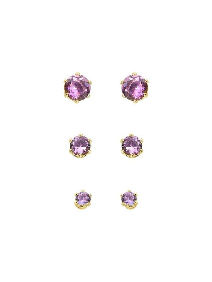 Trio DE Brincos Pontos DE Luz Lilas Ametista