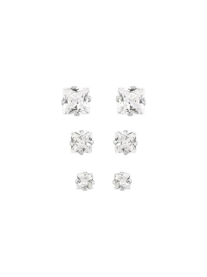 Prata 925 Trio Quadrado Incolor