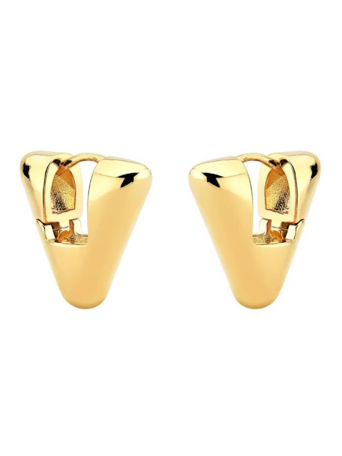 Brinco Argola Triangular Lisa Banho Ouro