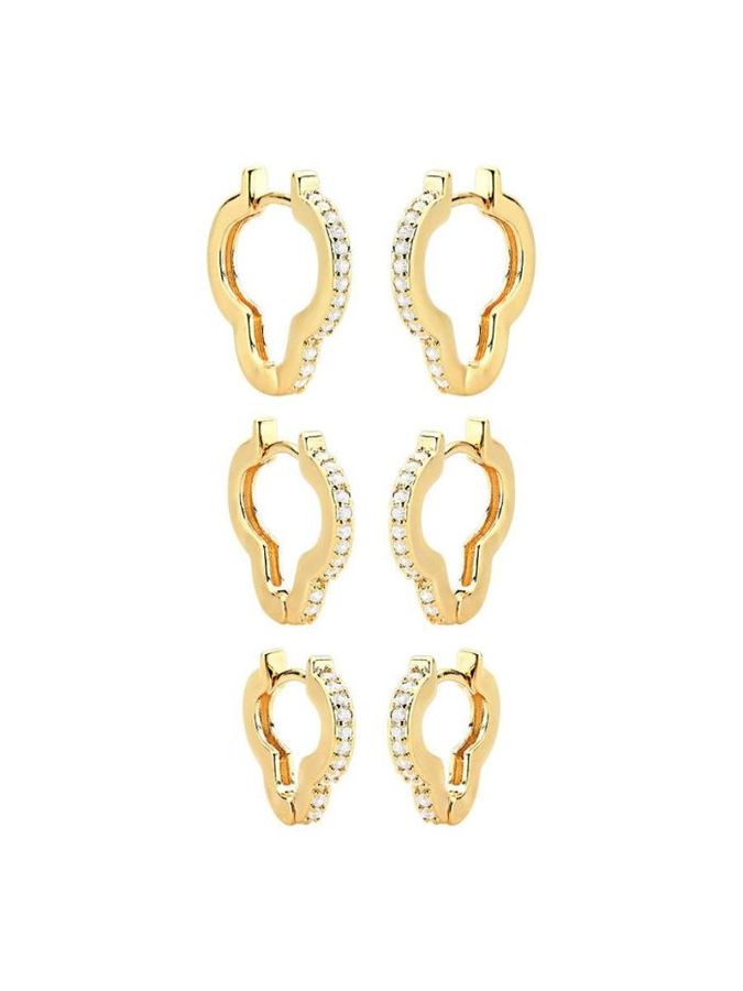 Brincos Trio DE Argola Trevo Cravejada
