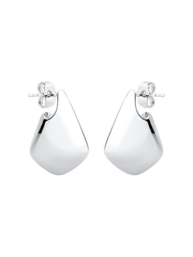 Brincos Argola Triangular Lisa P Banhado NO Rodio Branco