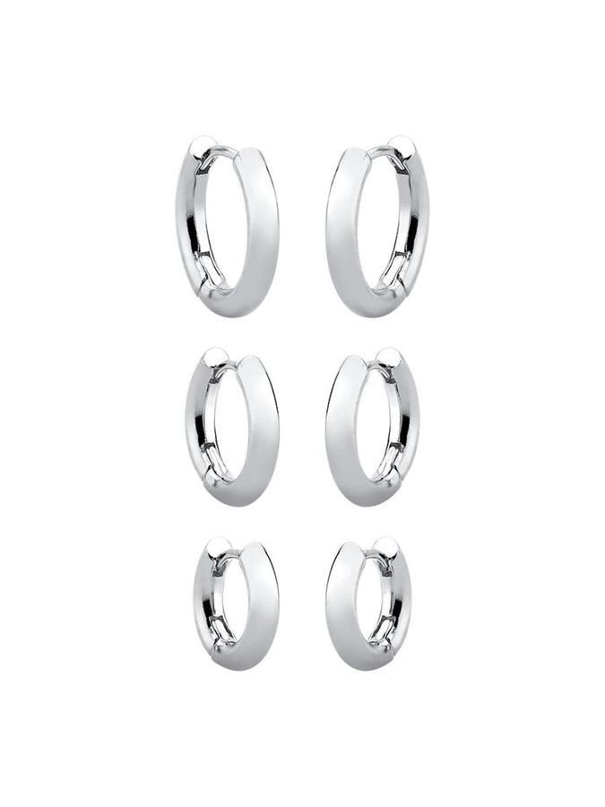 Trio DE Argola Lisa | Banhado NO Ródio Branco