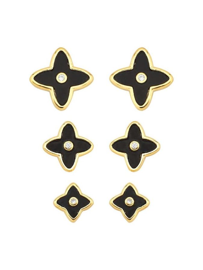 Brincos Trio DE Trevo Preto
