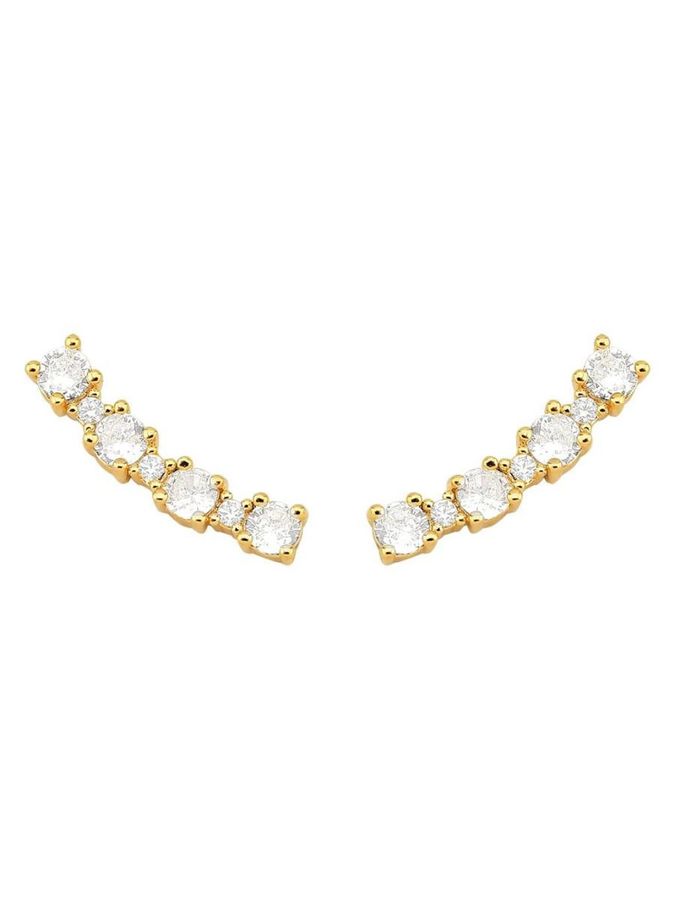 Brinco Ear Cuff Incolor Cravejado | Banhado A Ouro