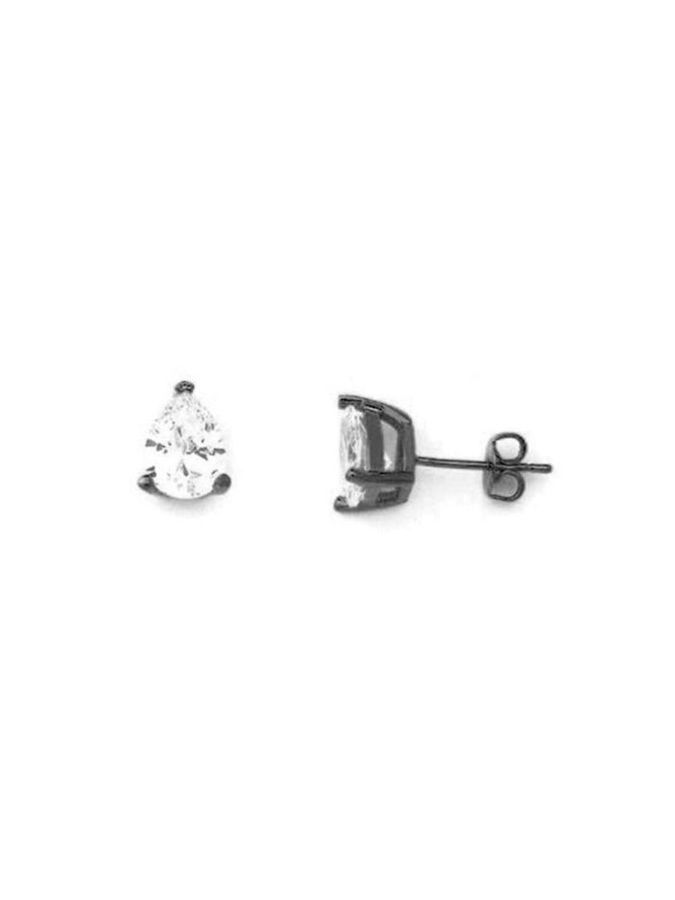 Brinco Gota Incolor Ródio Negro G