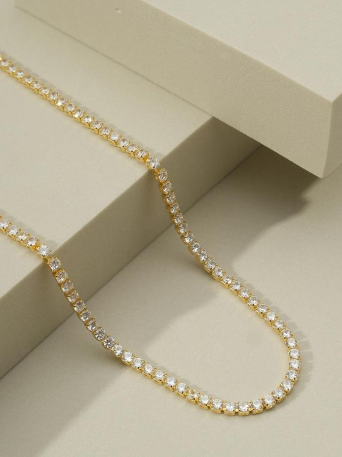 Colar Choker Riviera Incolor 2.5 — banho de ouro 18k, Heali Semijoias
