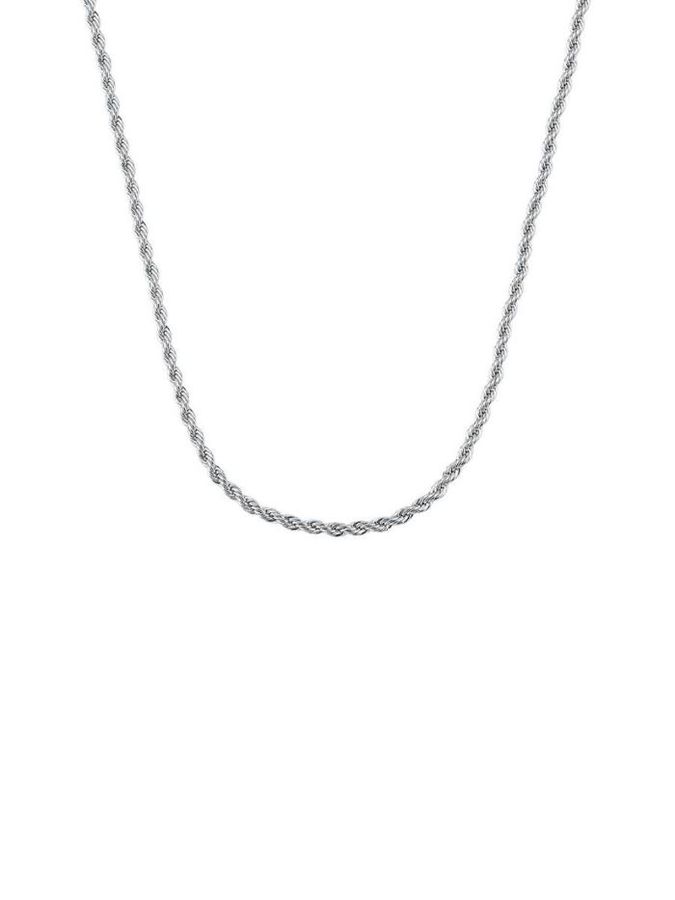 Colar Cordao Baiano 40cm 2mm Banho Prata