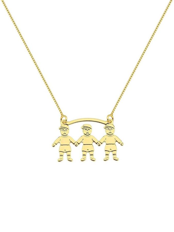 Colar Tres Meninos — banho de paládio, Heali Semijoias