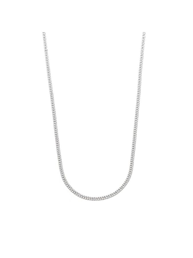 Colar Elo Grumet 2mm Masculino / Banho DE Ródio Branco