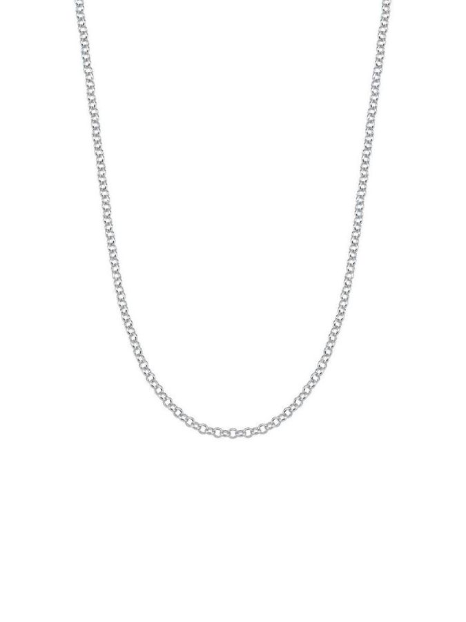 Colar Elo Portugues 55cm Banho Rodio Branco