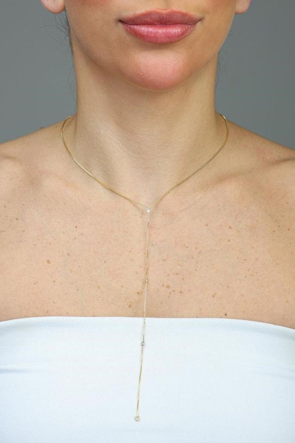 Colar Gravatinha Zirconia — banho de ouro 18k, Heali Semijoias