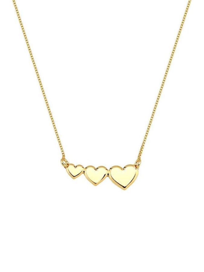Colar Tres Coracoes — banho de ouro 18k, Heali Semijoias
