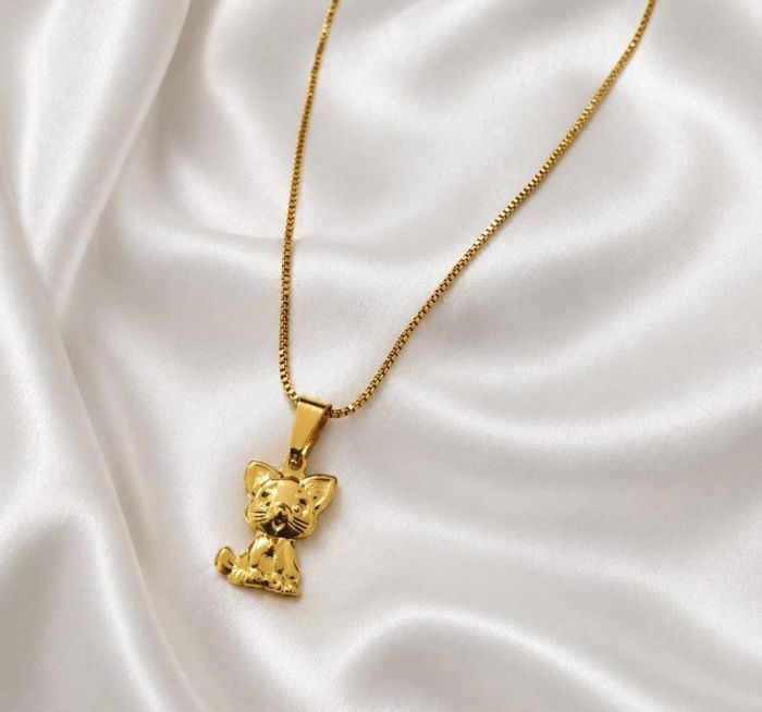 Colar Gato Liso Banho Ouro