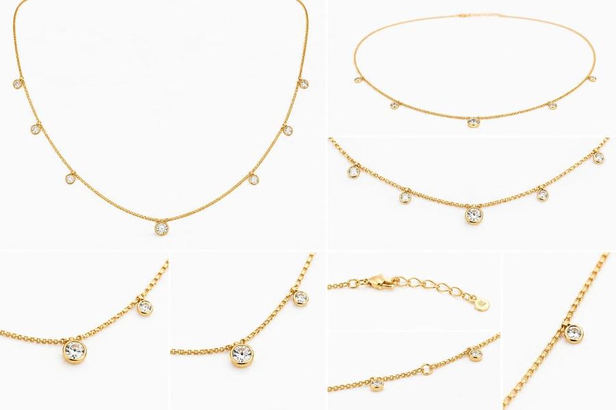 Colar Veneziana C/ Zircônia Dourado