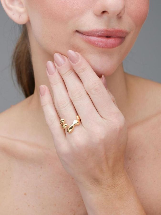 Anel Orgânico Aberto Liso | Banhado A Ouro