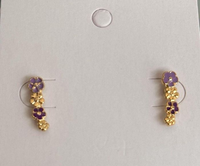 Brinco Infantil Resinado Flores Lilas