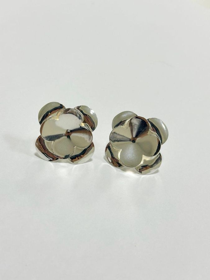 Brinco Flor Dupla Prata