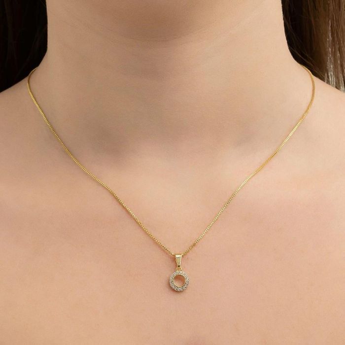 Colar Veneziana Circulo Vazado Cravejado Zirconias