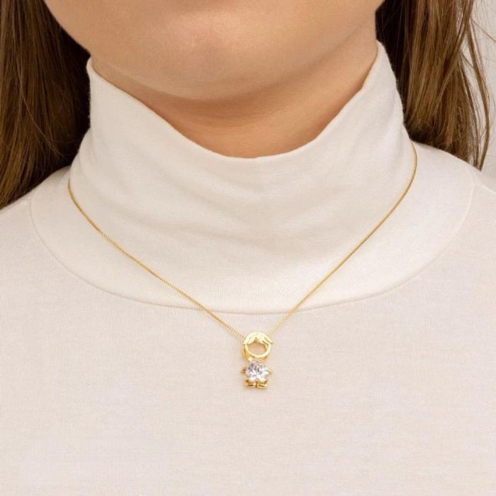 Colar Menino Zirconia Coracao Dourada
