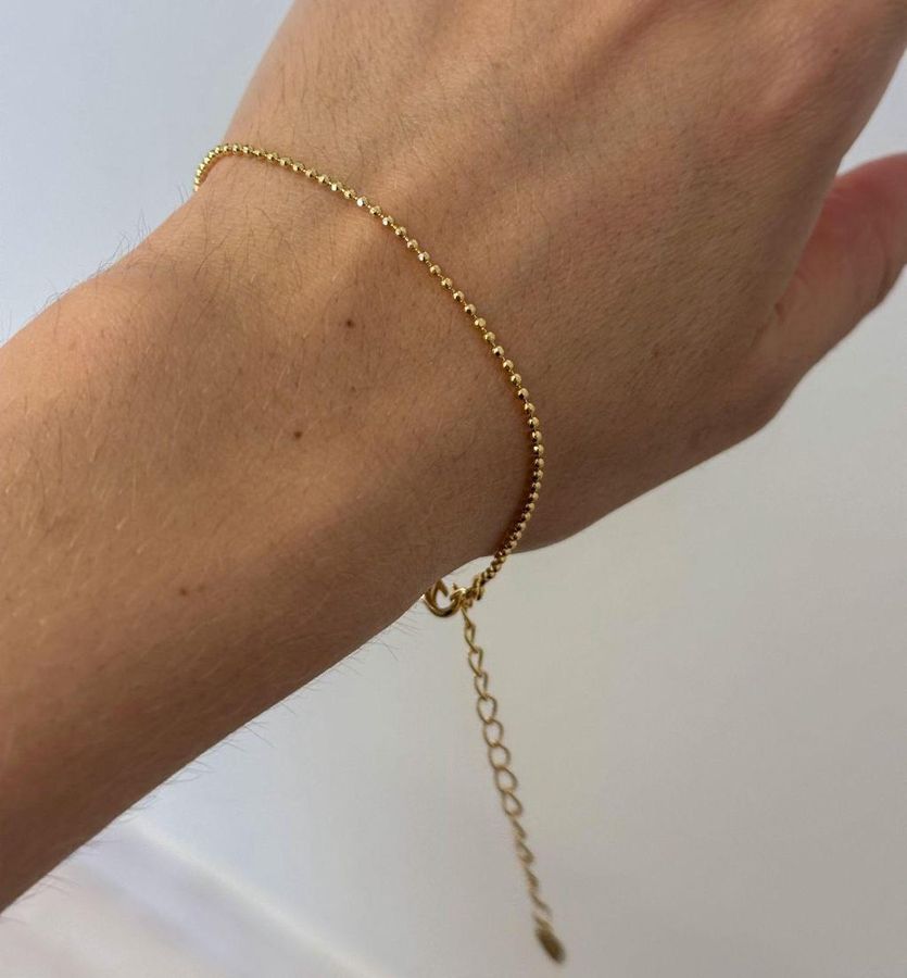 Pulseira Bolinhas Diamantadas 17+5cm Dourada