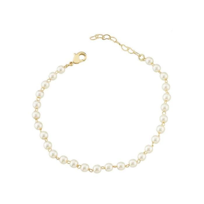 Pulseira Mini Perolas 3 MM 17+5cm Dourada