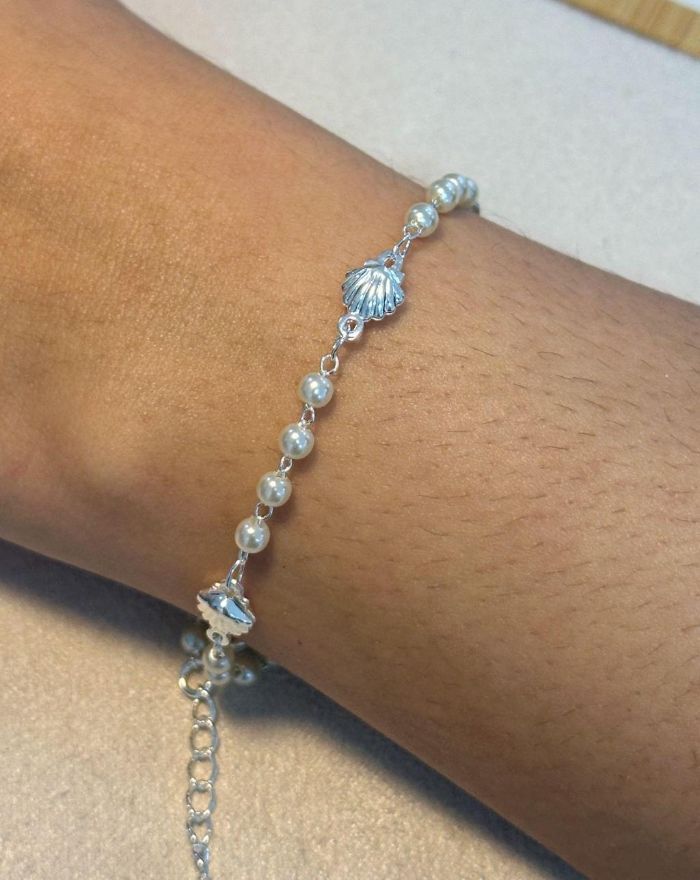 Pulseira Feminina Concha E Perolas 18+4 CM