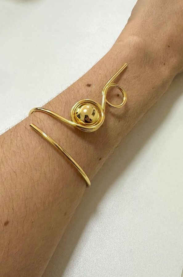 Bracelete Torcido Espiral Banho Ouro