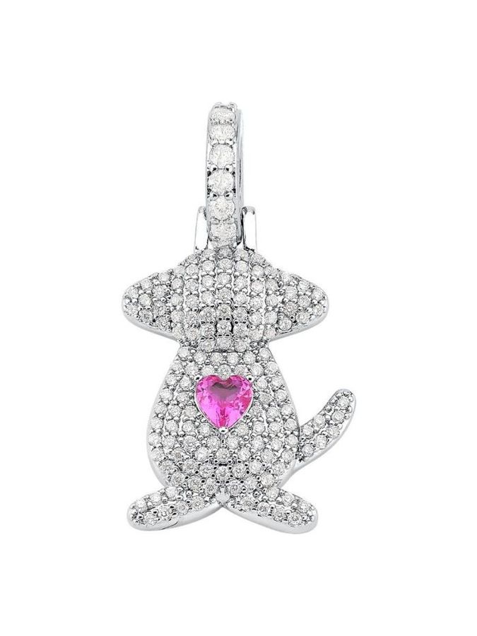 Pingente Cachorro Banho DE Ródio Branco