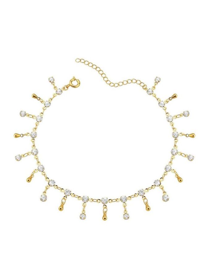 Pulseira Ponto DE Luz Incolor E Detalhes Banho Ouro