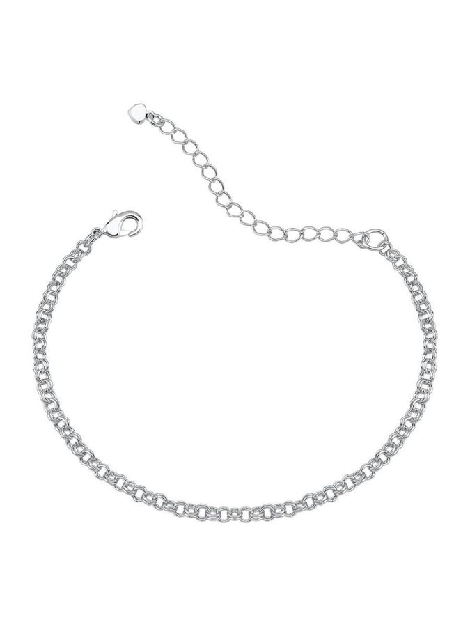 Pulseira DE Elo Portugues Duplo Banhado NO Rodio Branco