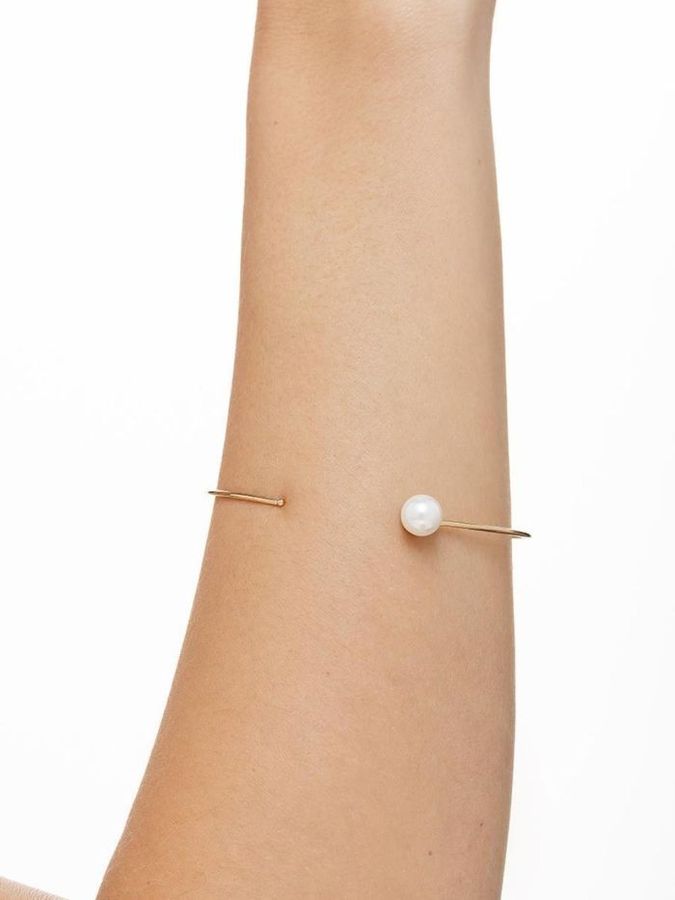 Bracelete Fino Liso Com Perola