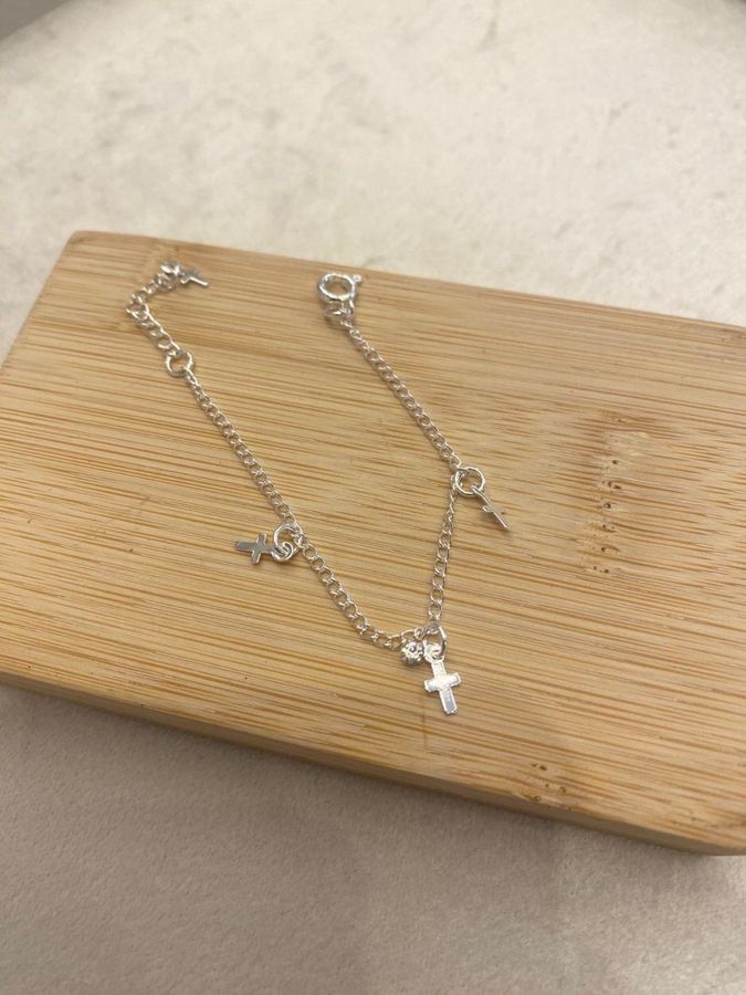 Pulseira Cruz | Infantil | Banho DE Prata — banho de prata, Heali Semijoias
