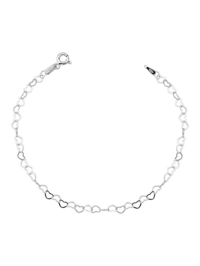 Pulseira Elo Coracao Banho Prata