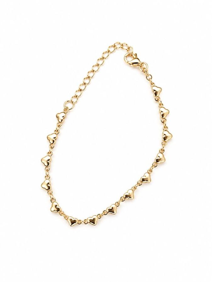 Pulseira Coracao Liso Banho Ouro